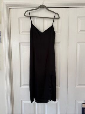 Abercrombie & Fitch Black Slip Midi Dress - Spaghetti Strap